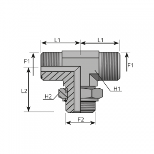 Branch Tee male ORFS – adjustable male BSPP with O-ring. (TMO..MOG.P)